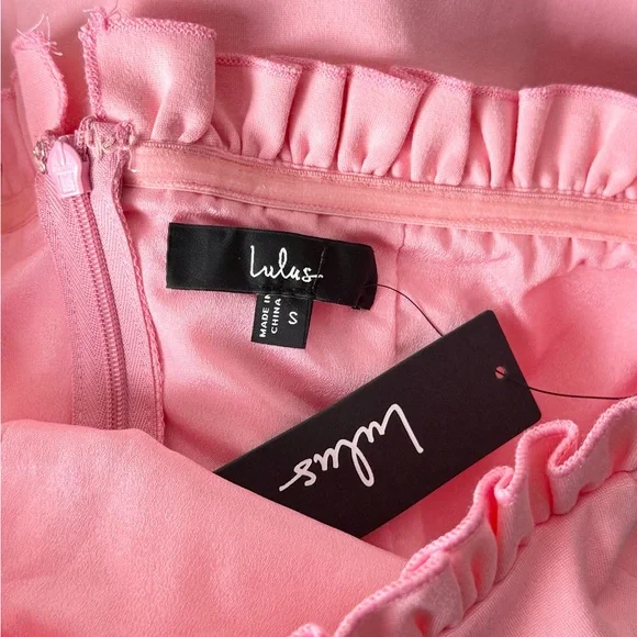 NWT LULUS Y2K‎ Strapless Balletcore Ruffle Trim Soft Girl Coquette Mini Dress S - Picture 5 of 7